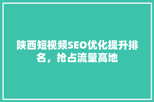 陕西短视频SEO优化提升排名，抢占流量高地