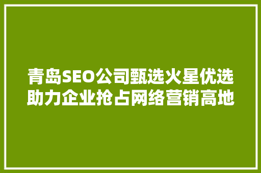 青岛SEO公司甄选火星优选助力企业抢占网络营销高地