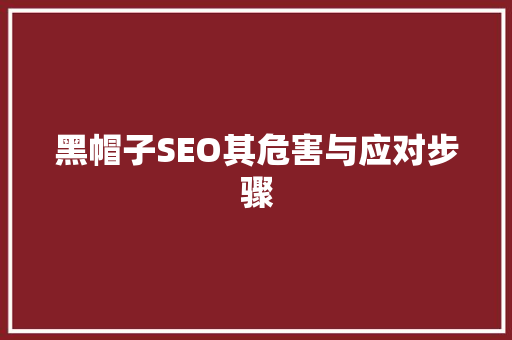 黑帽子SEO其危害与应对步骤