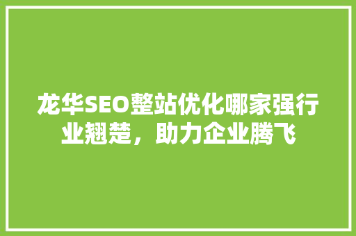 龙华SEO整站优化哪家强行业翘楚，助力企业腾飞