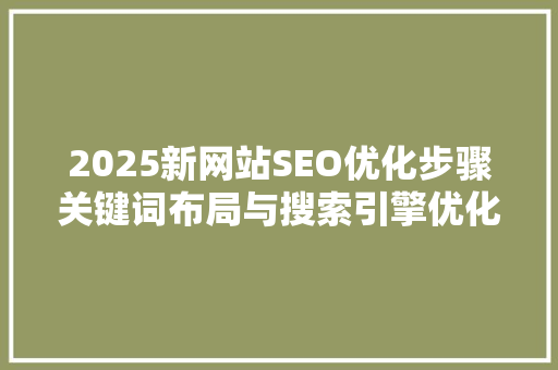 2025新网站SEO优化步骤关键词布局与搜索引擎优化方法