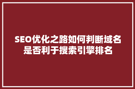 SEO优化之路如何判断域名是否利于搜索引擎排名