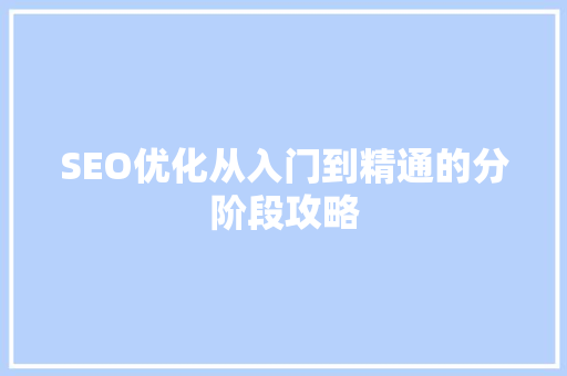 SEO优化从入门到精通的分阶段攻略