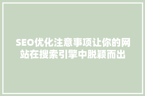 SEO优化注意事项让你的网站在搜索引擎中脱颖而出
