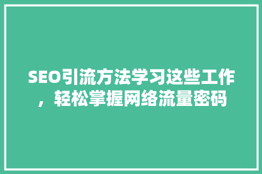 SEO引流方法学习这些工作，轻松掌握网络流量密码