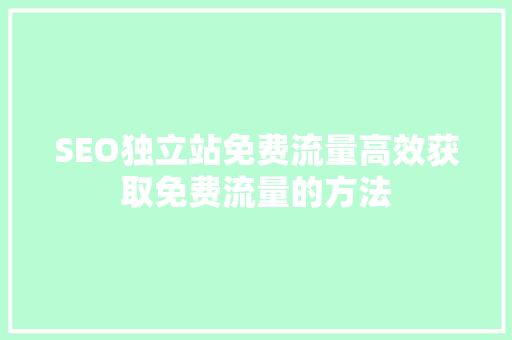 SEO独立站免费流量高效获取免费流量的方法