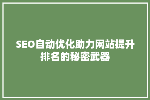SEO自动优化助力网站提升排名的秘密武器