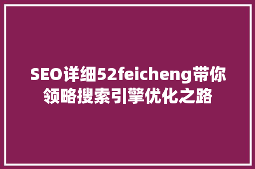 SEO详细52feicheng带你领略搜索引擎优化之路