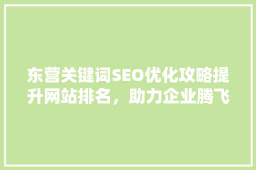 东营关键词SEO优化攻略提升网站排名，助力企业腾飞
