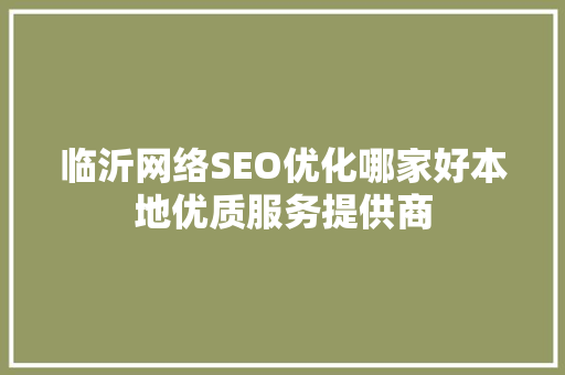 临沂网络SEO优化哪家好本地优质服务提供商