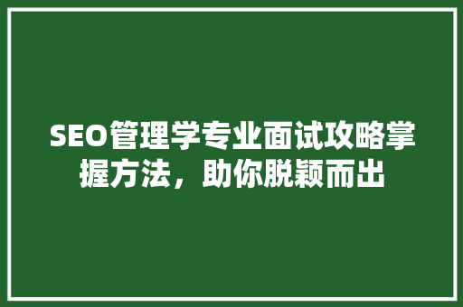 SEO管理学专业面试攻略掌握方法，助你脱颖而出