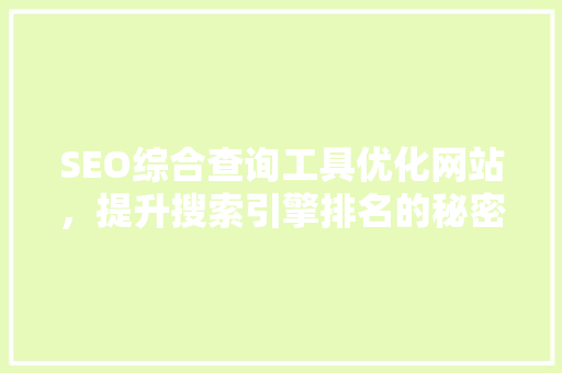 SEO综合查询工具优化网站，提升搜索引擎排名的秘密武器