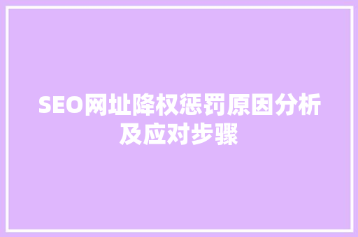 SEO网址降权惩罚原因分析及应对步骤