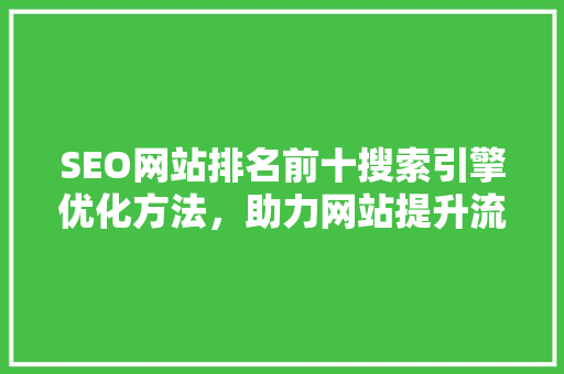 SEO网站排名前十搜索引擎优化方法，助力网站提升流量与曝光度