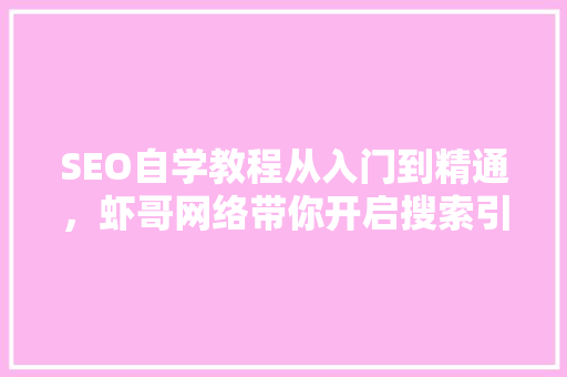SEO自学教程从入门到精通，虾哥网络带你开启搜索引擎优化之旅