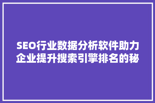 SEO行业数据分析软件助力企业提升搜索引擎排名的秘密武器