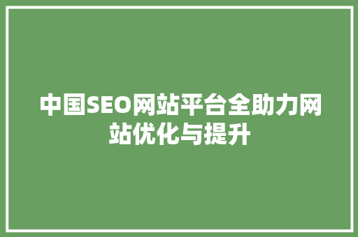 中国SEO网站平台全助力网站优化与提升