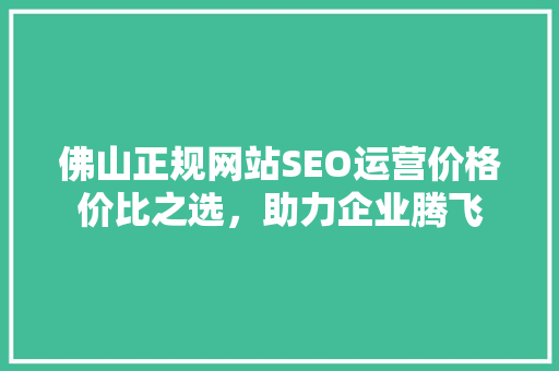 佛山正规网站SEO运营价格价比之选，助力企业腾飞