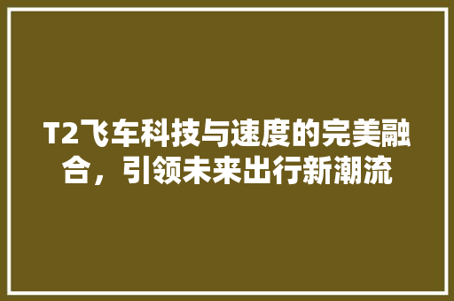 T2飞车科技与速度的完美融合，引领未来出行新潮流