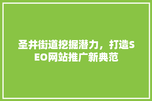 圣井街道挖掘潜力，打造SEO网站推广新典范