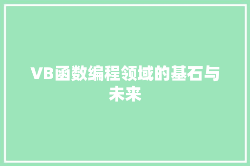 VB函数编程领域的基石与未来