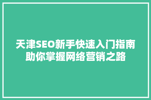 天津SEO新手快速入门指南助你掌握网络营销之路