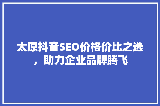 太原抖音SEO价格价比之选，助力企业品牌腾飞