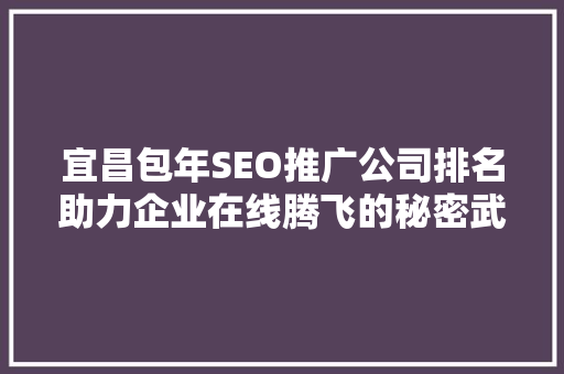 宜昌包年SEO推广公司排名助力企业在线腾飞的秘密武器