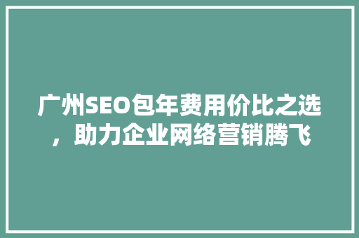 广州SEO包年费用价比之选，助力企业网络营销腾飞