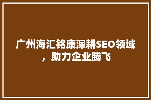广州海汇铭康深耕SEO领域，助力企业腾飞