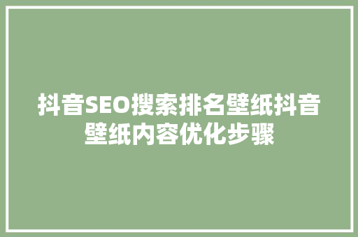 抖音SEO搜索排名壁纸抖音壁纸内容优化步骤
