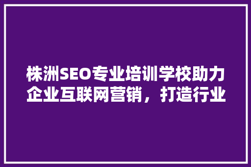 株洲SEO专业培训学校助力企业互联网营销，打造行业领先品牌