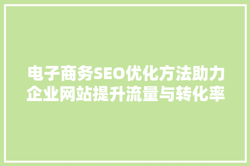 电子商务SEO优化方法助力企业网站提升流量与转化率