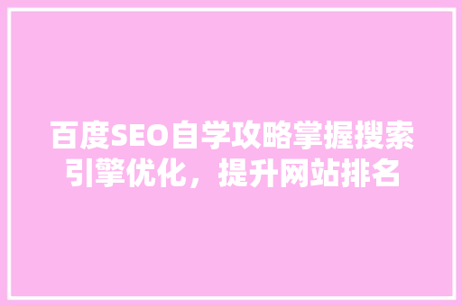 百度SEO自学攻略掌握搜索引擎优化，提升网站排名