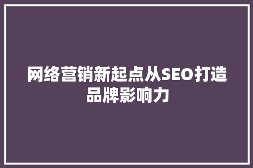 网络营销新起点从SEO打造品牌影响力