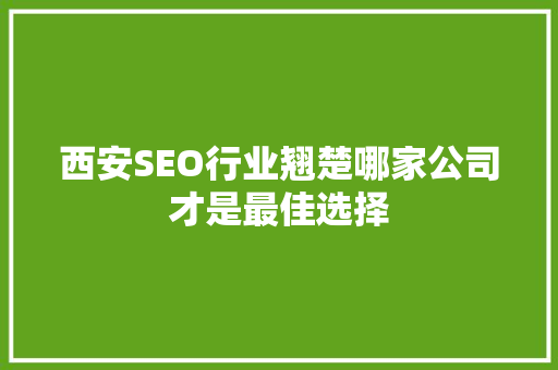 西安SEO行业翘楚哪家公司才是最佳选择