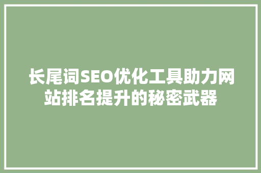 长尾词SEO优化工具助力网站排名提升的秘密武器