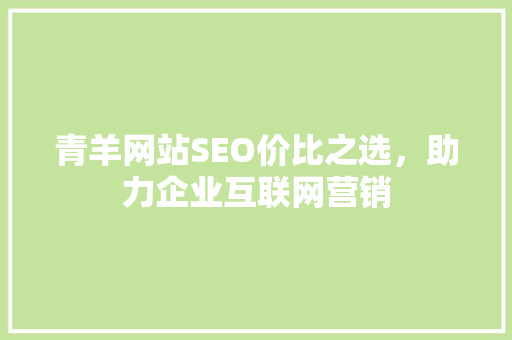 青羊网站SEO价比之选，助力企业互联网营销