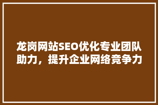 龙岗网站SEO优化专业团队助力，提升企业网络竞争力