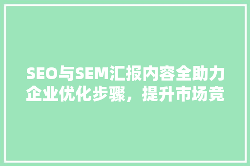 SEO与SEM汇报内容全助力企业优化步骤，提升市场竞争力