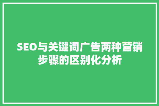 SEO与关键词广告两种营销步骤的区别化分析