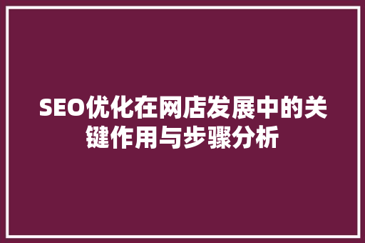 SEO优化在网店发展中的关键作用与步骤分析