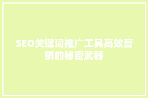 SEO关键词推广工具高效营销的秘密武器