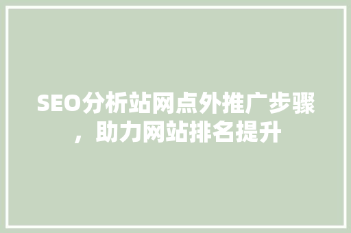 SEO分析站网点外推广步骤，助力网站排名提升