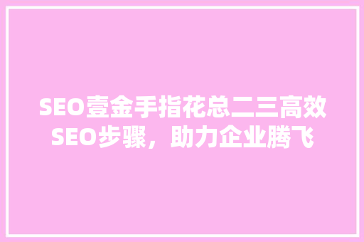 SEO壹金手指花总二三高效SEO步骤，助力企业腾飞