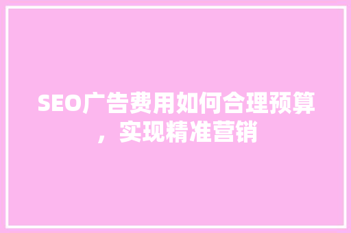 SEO广告费用如何合理预算，实现精准营销