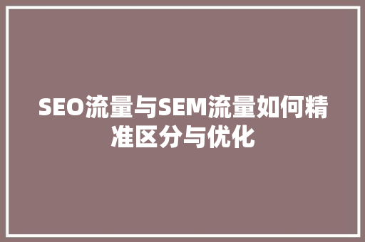 SEO流量与SEM流量如何精准区分与优化