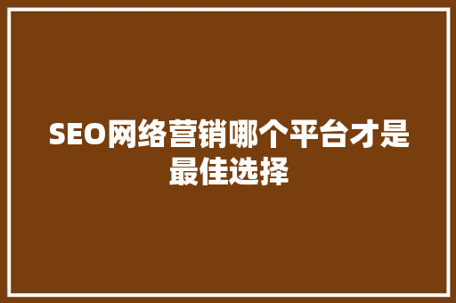 SEO网络营销哪个平台才是最佳选择