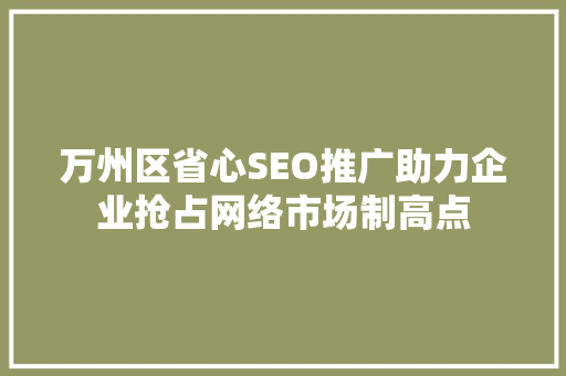 万州区省心SEO推广助力企业抢占网络市场制高点