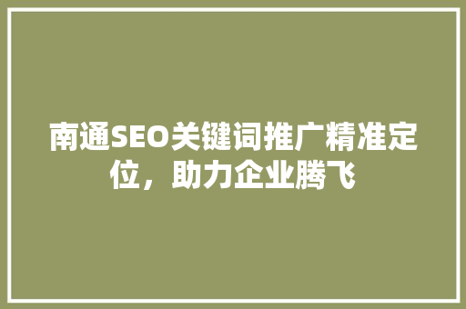 南通SEO关键词推广精准定位，助力企业腾飞
